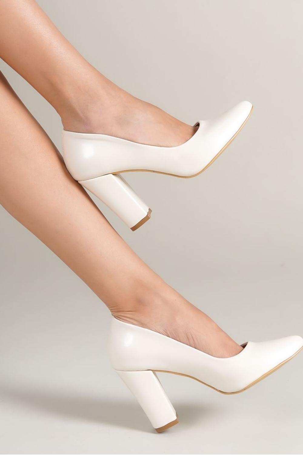 Marry White Pearl Detailed Heeled Women's Shoes - STREETMODE ™