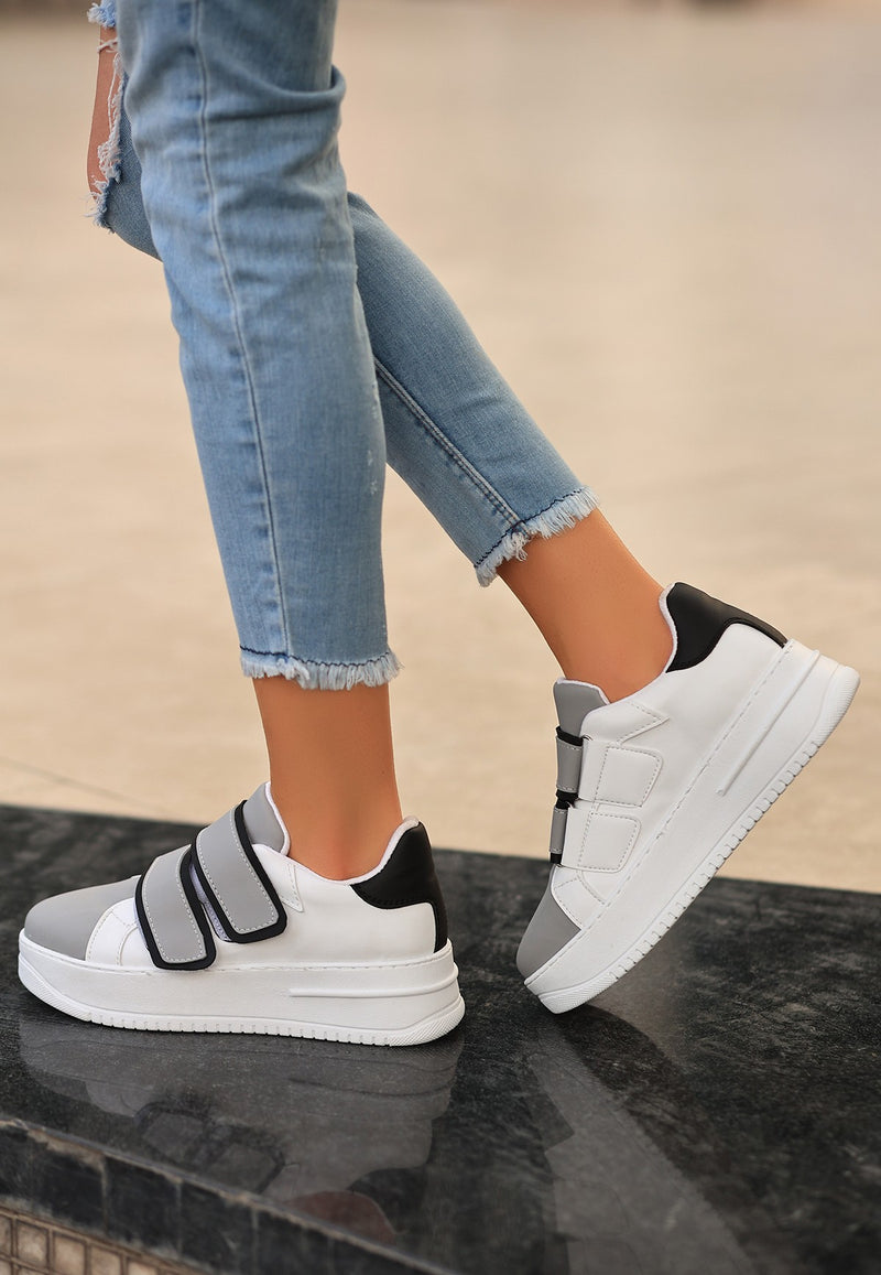 Women's Marx White Skin Gray Detailed Sneakers Shoes - STREETMODE ™