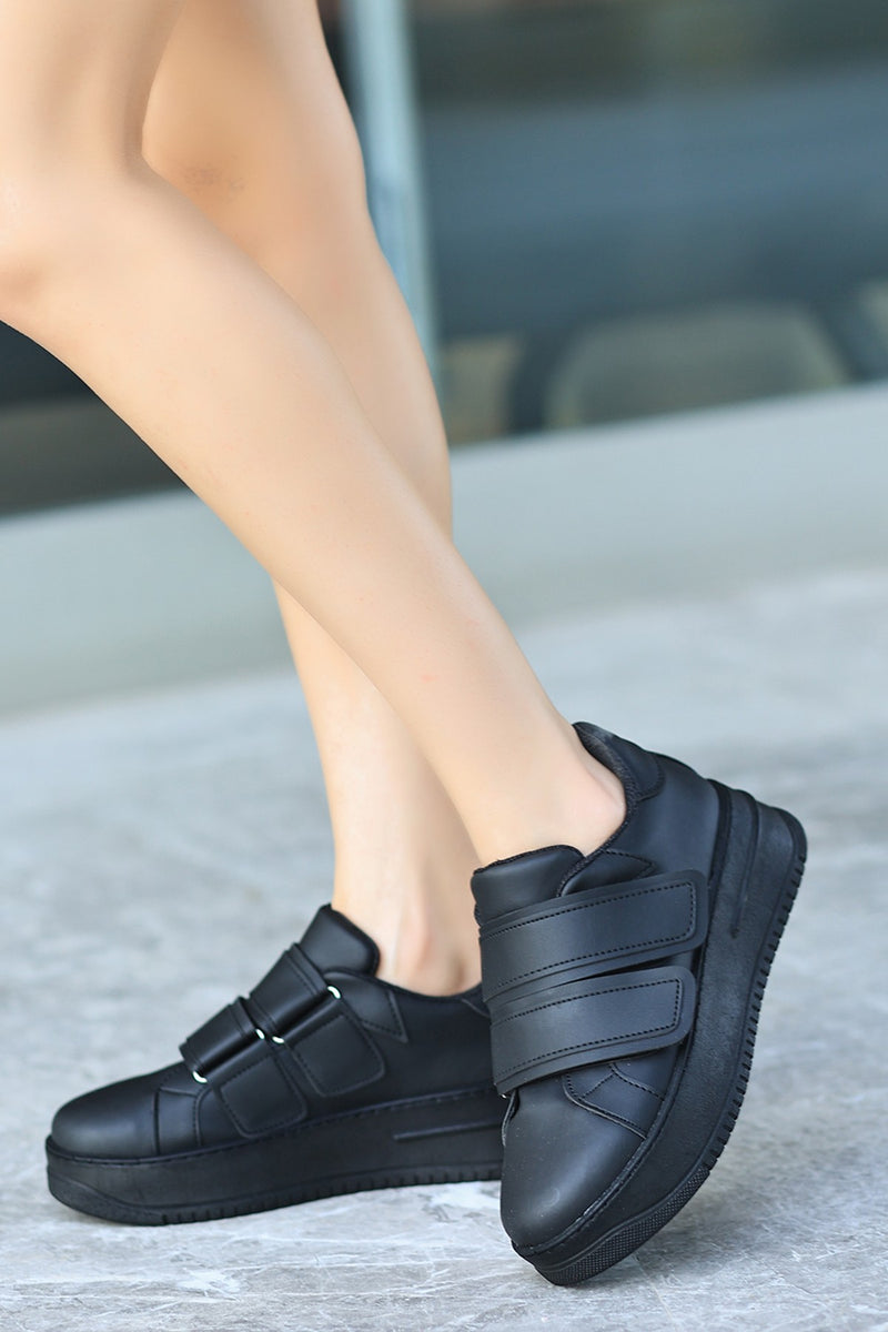 Women's Marx Black Skin Velcro Sneakers Shoes - STREETMODE ™