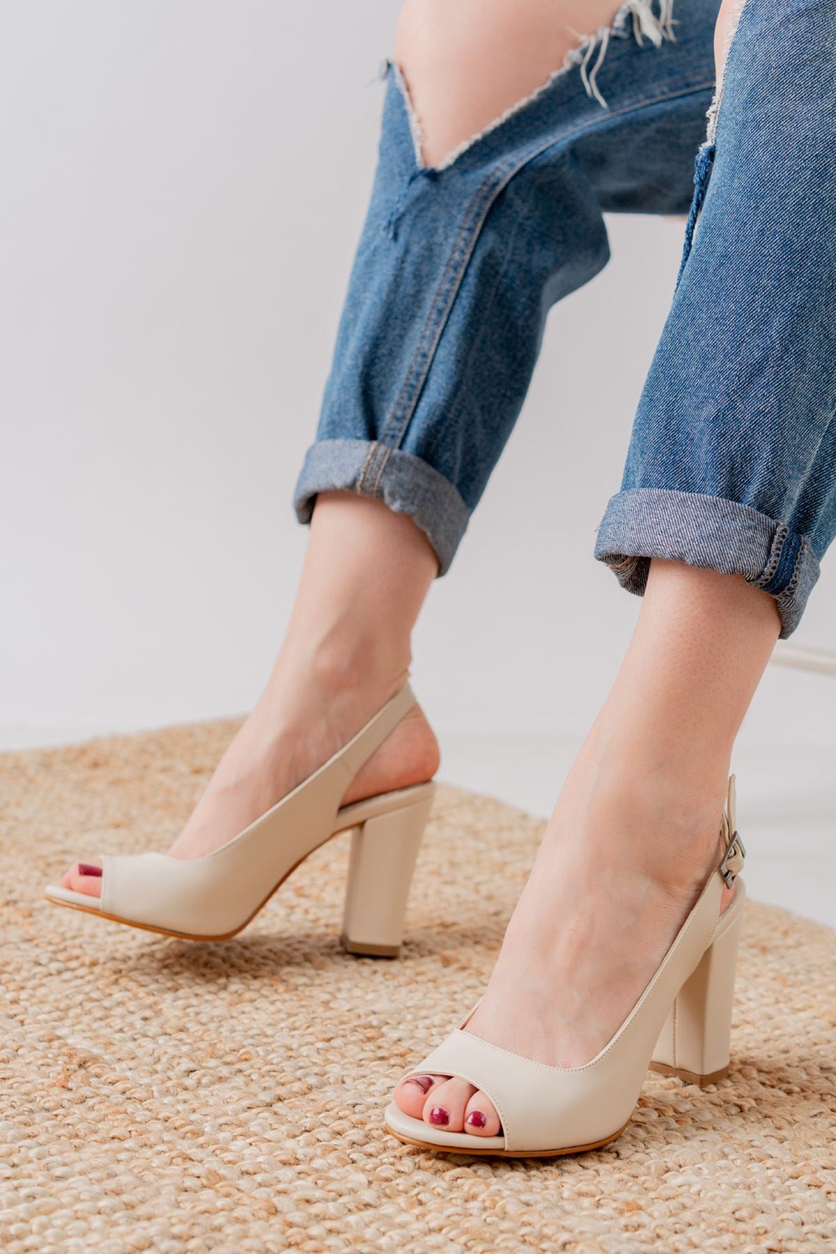Meira Cream Skin Detail Low Heel Women's Shoes - STREET MODE ™