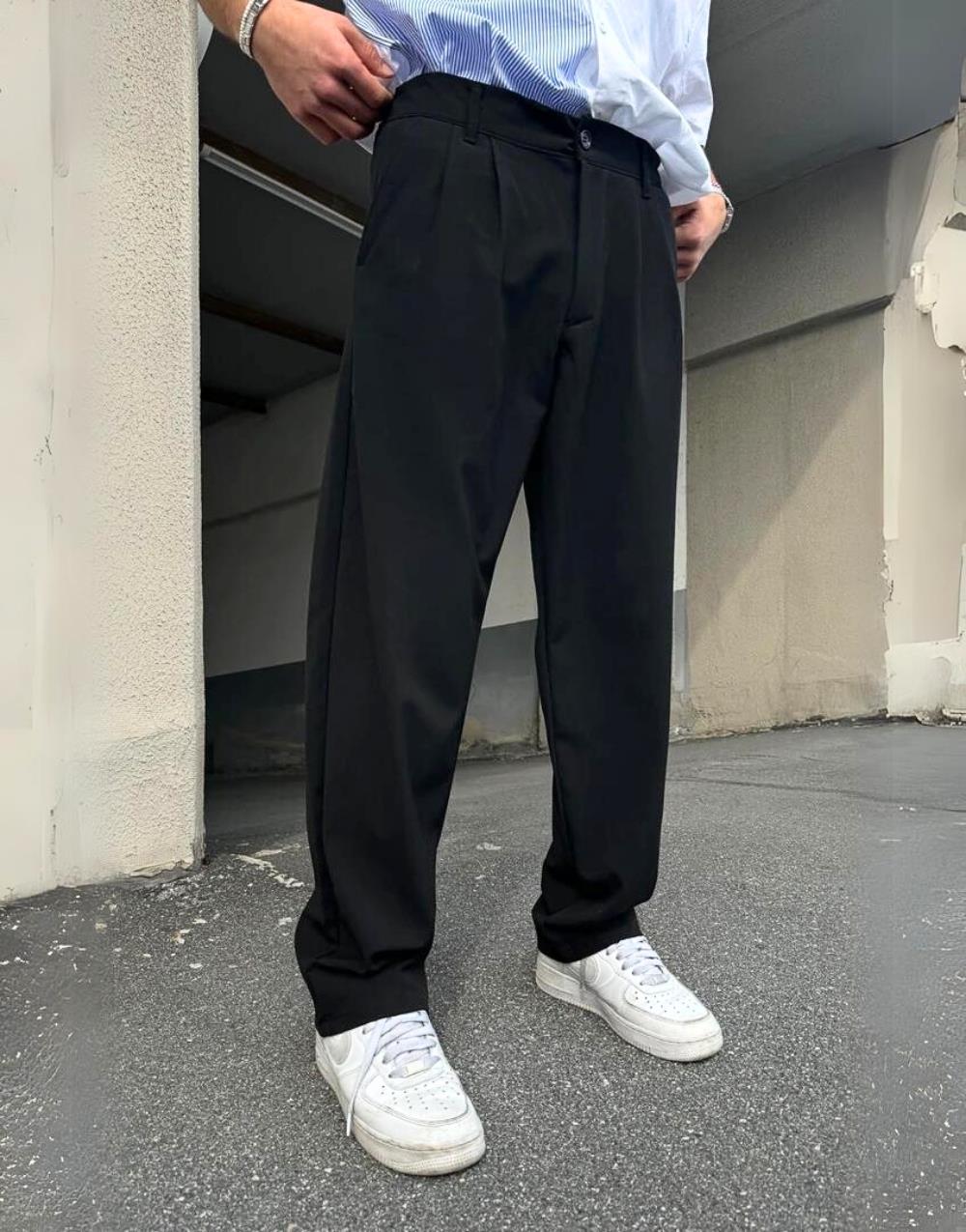 Men's Baggy Fit Fabric Trousers - STREETMODE ™