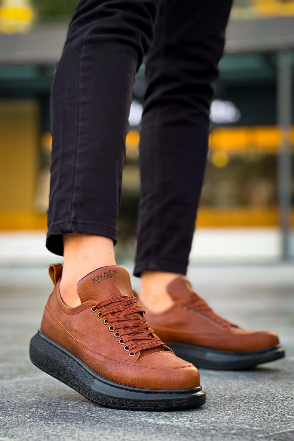 Men's Casual Sneakers Shoes 814 Tan (Black Sole) - STREETMODE ™