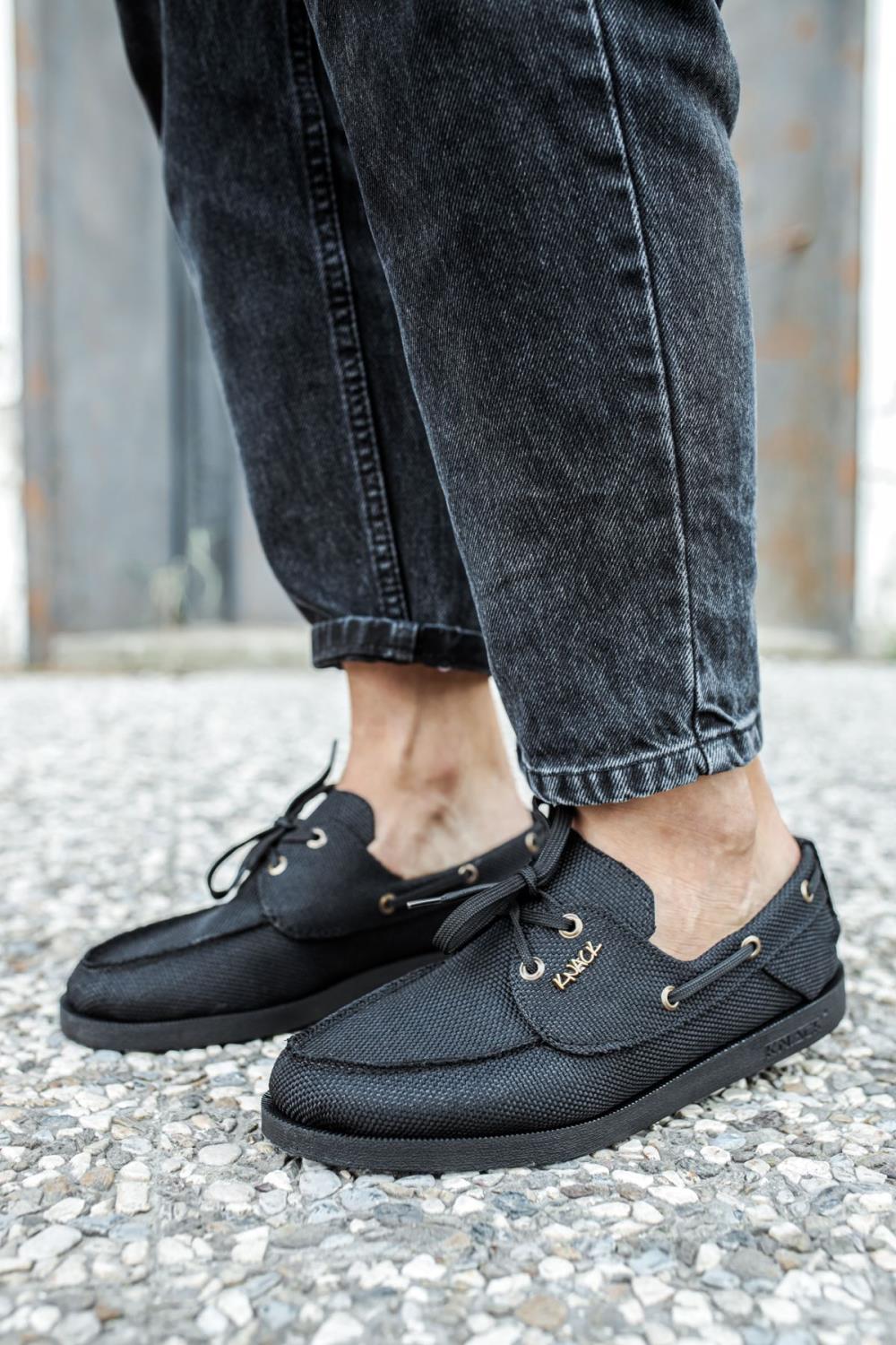 Men's Full Black Seasonal Linen Shoes - STREETMODE ™