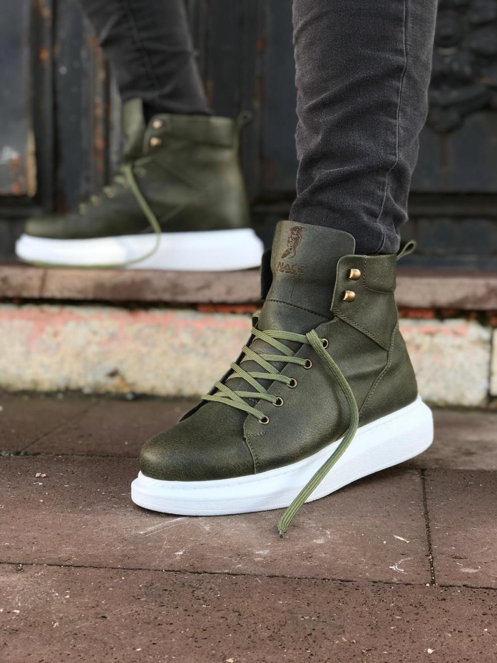 mens high heel dress boots Men's High Heel Boots B-080 Khaki 43 / Haki