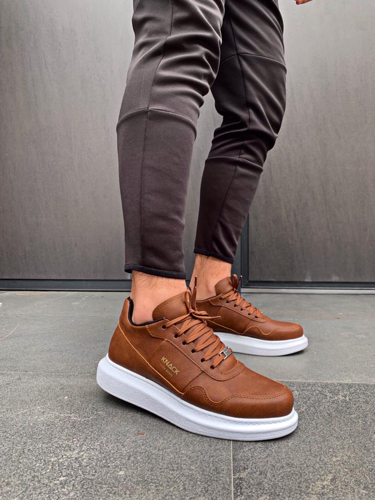 Men's High Sole Casual Shoes 040 Brown - STREETMODE ™