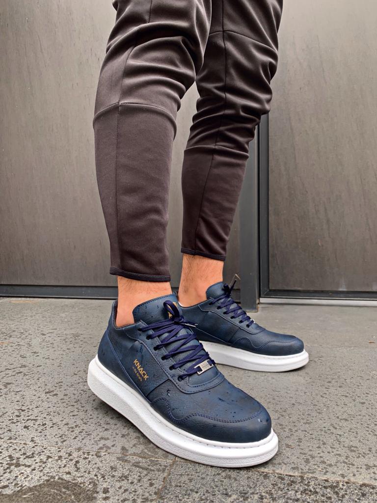 Men's High Sole Casual Shoes 040 Navy - STREETMODE ™