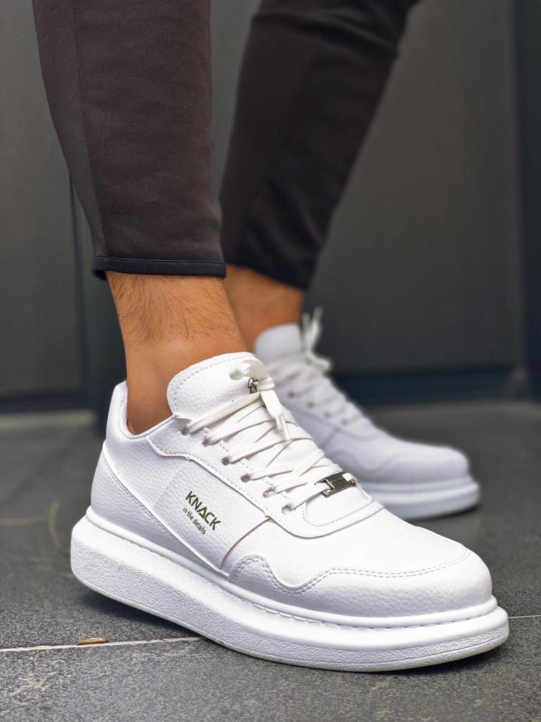 Men's High Sole Casual Shoes 040 White - STREETMODE ™