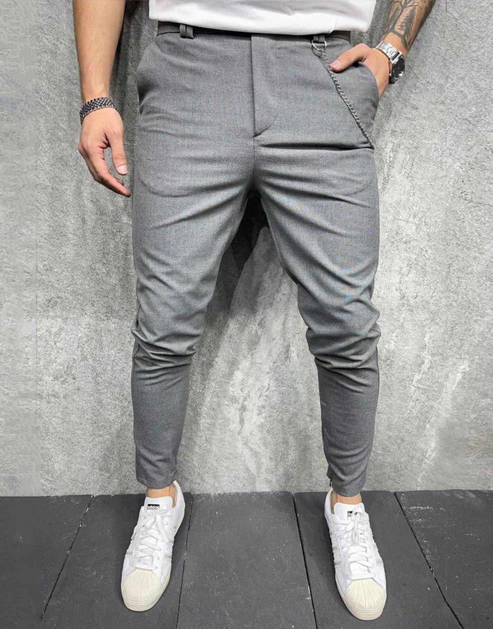 Men's Italian Cut Classic Fabric Trousers Anthracite gray