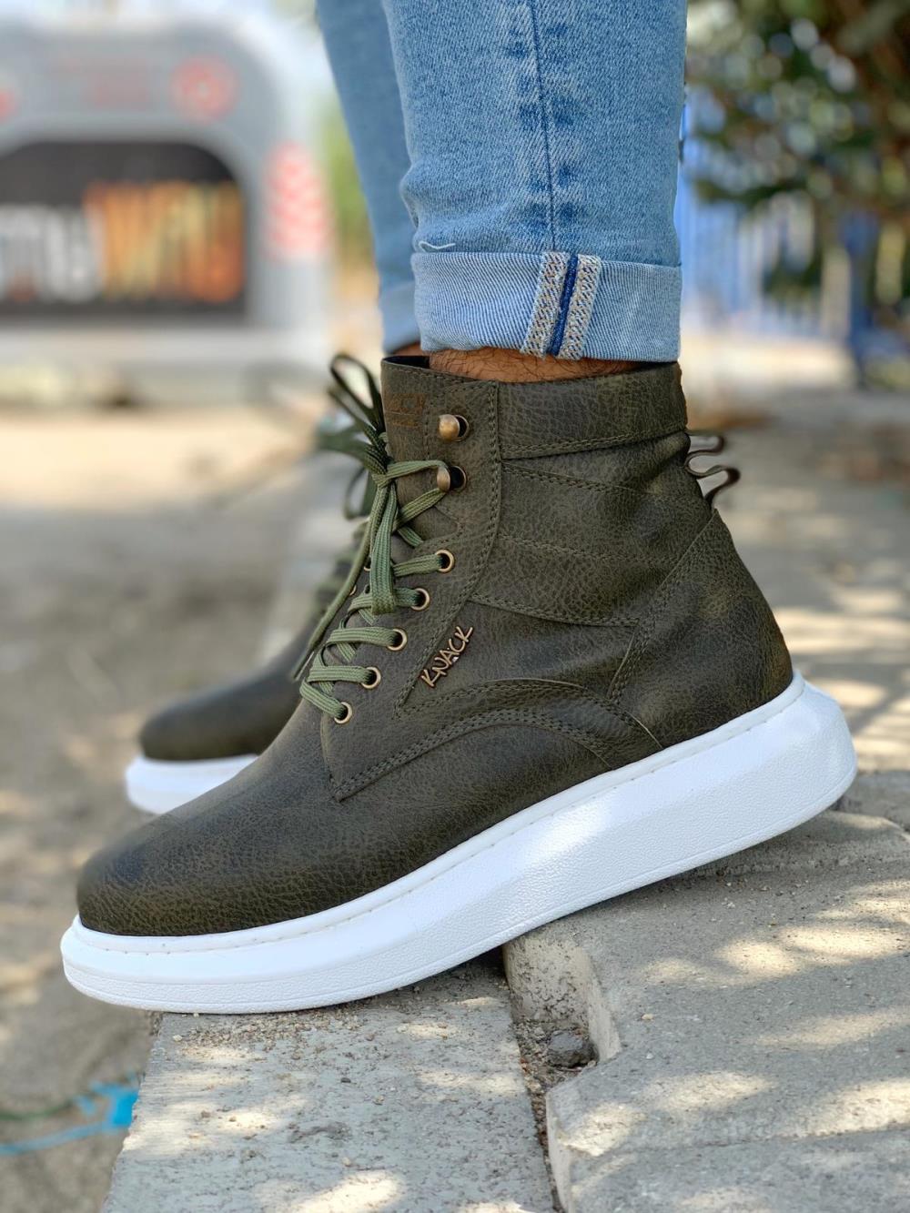 Men's Khaki High Sole Casual Sneaker Sports Boots - STREET MODE ™