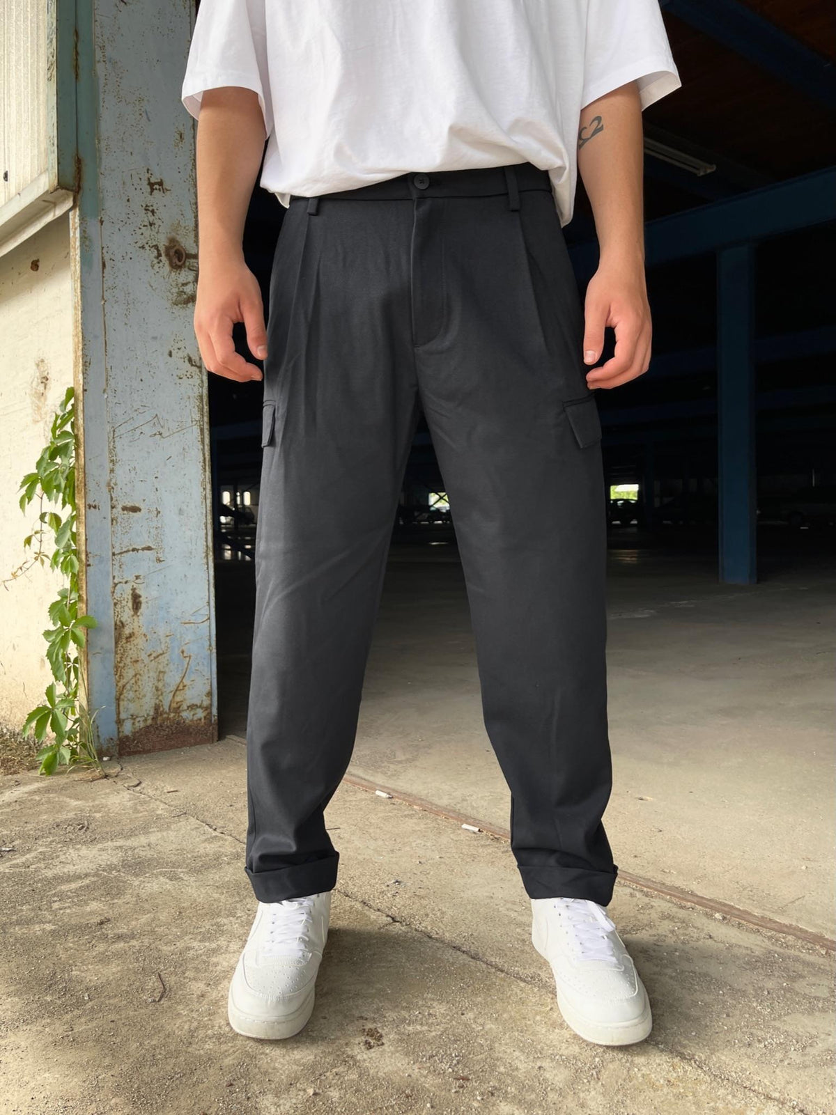 Men's Premium Baggy Cargo Fabric Trousers Dark Navy Blue - STREETMODE ™