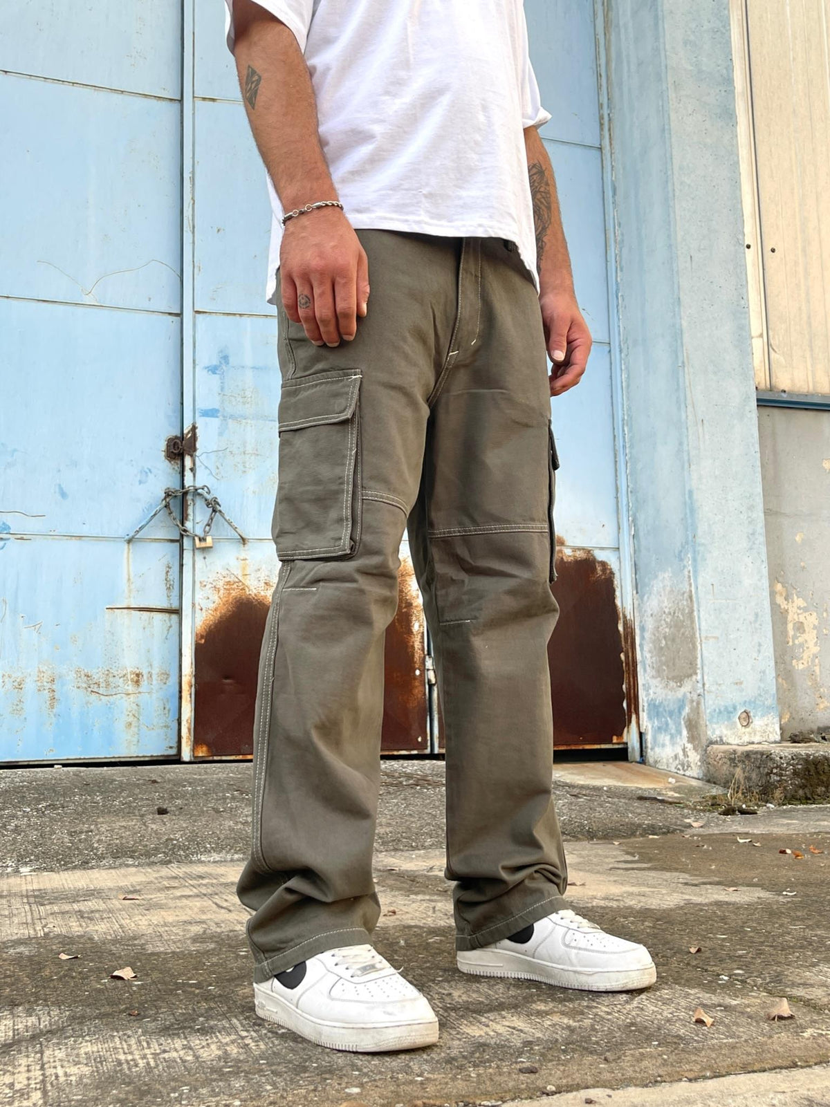 Men's Premium Baggy Cargo Jeans Pants Khaki