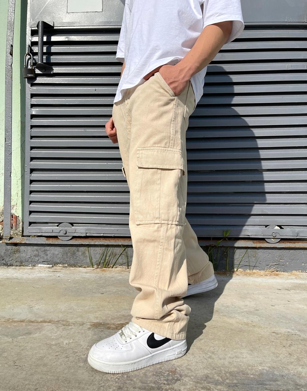 Men's Premium Baggy Cargo Pants Beige