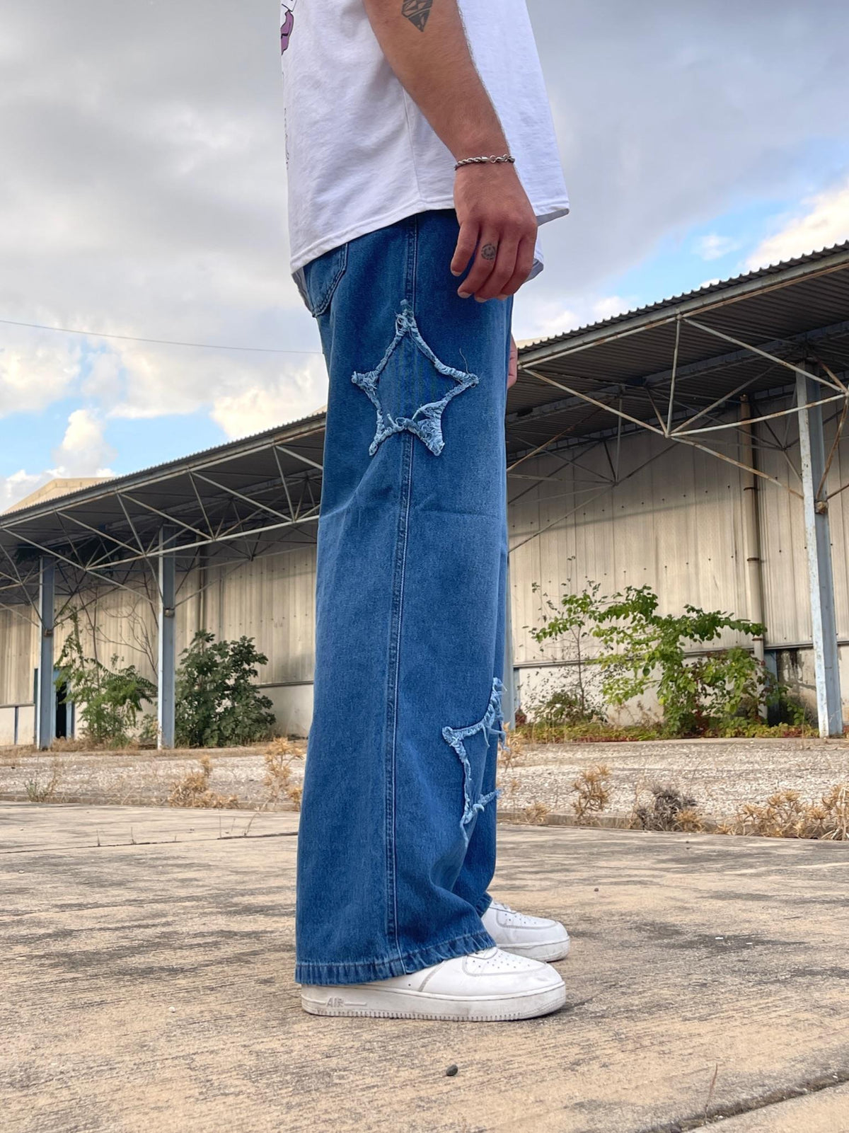 Men's Premium Baggy Starry Patch Jeans