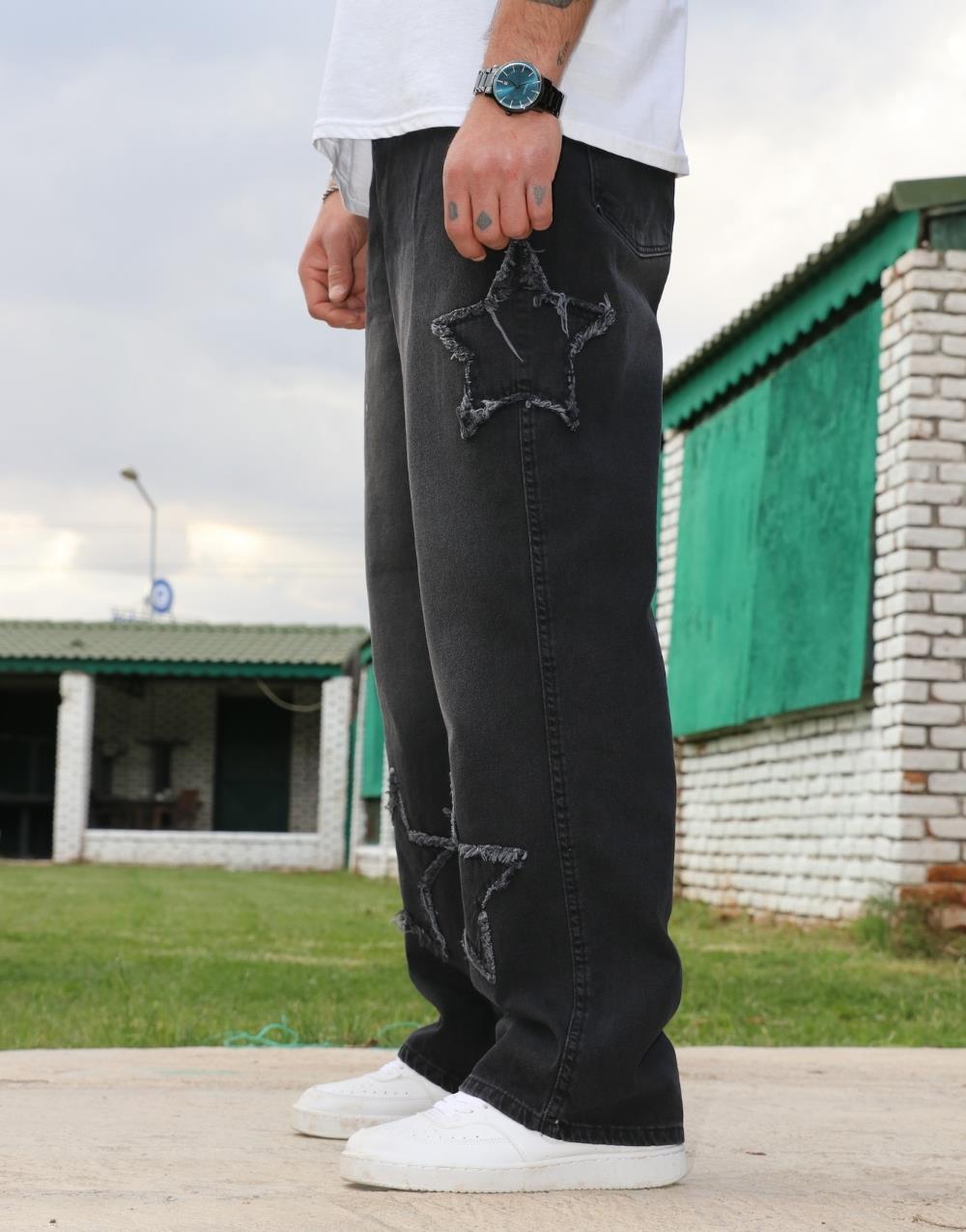 Men's Premium Baggy Starry Patch Jeans - STREETMODE ™