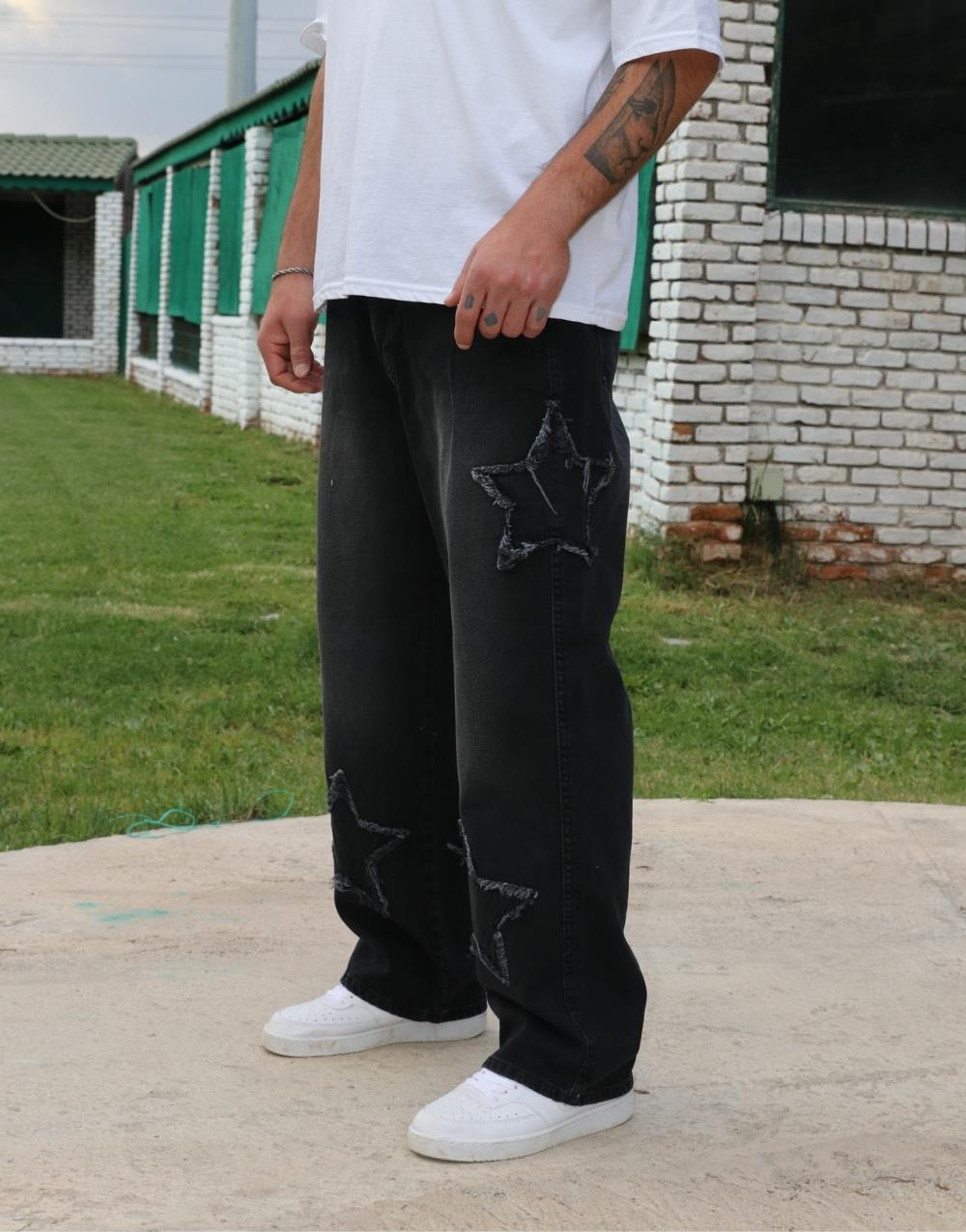 Men's Premium Baggy Starry Patch Jeans - STREETMODE ™