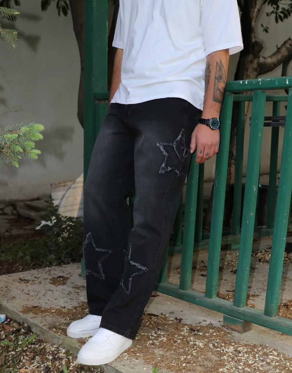 Men's Premium Baggy Starry Patch Jeans - STREETMODE ™