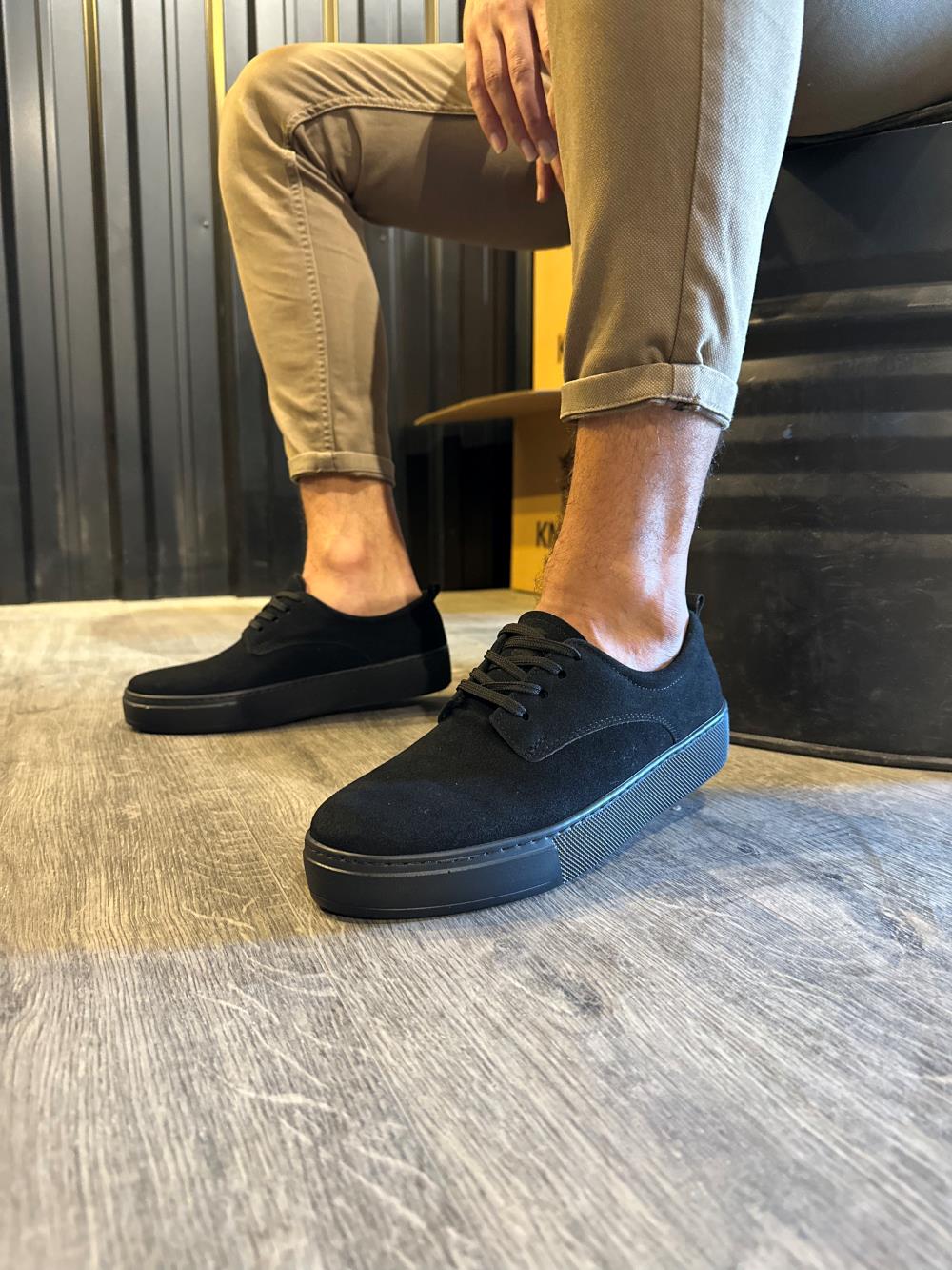 Men's Sneaker Casual Shoes 077 Black Suede (Black Sole) - STREETMODE ™