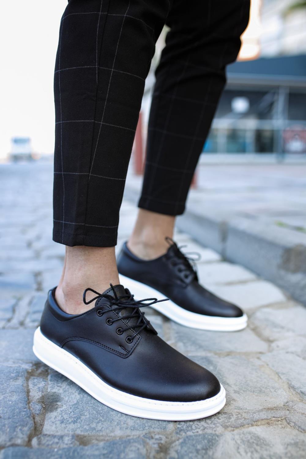 Men's Sneaker Classic Men's Shoes 001 Black (White Sole) - STREETMODE ™
