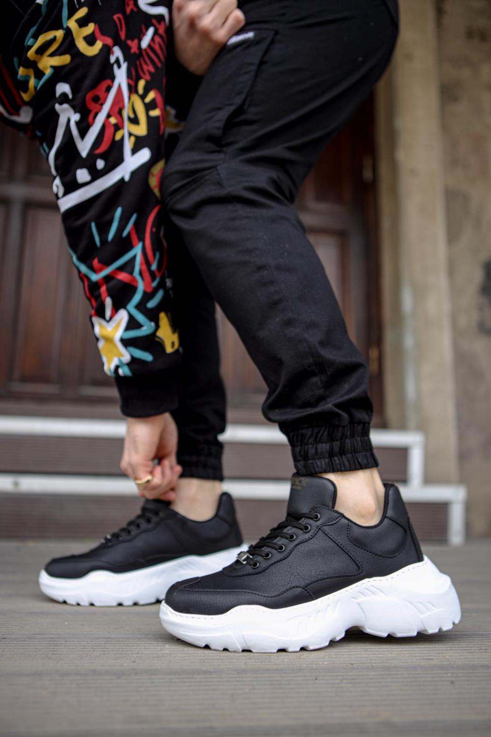 Men's Sneaker High Top Casual Shoes N75 Black - STREETMODE ™