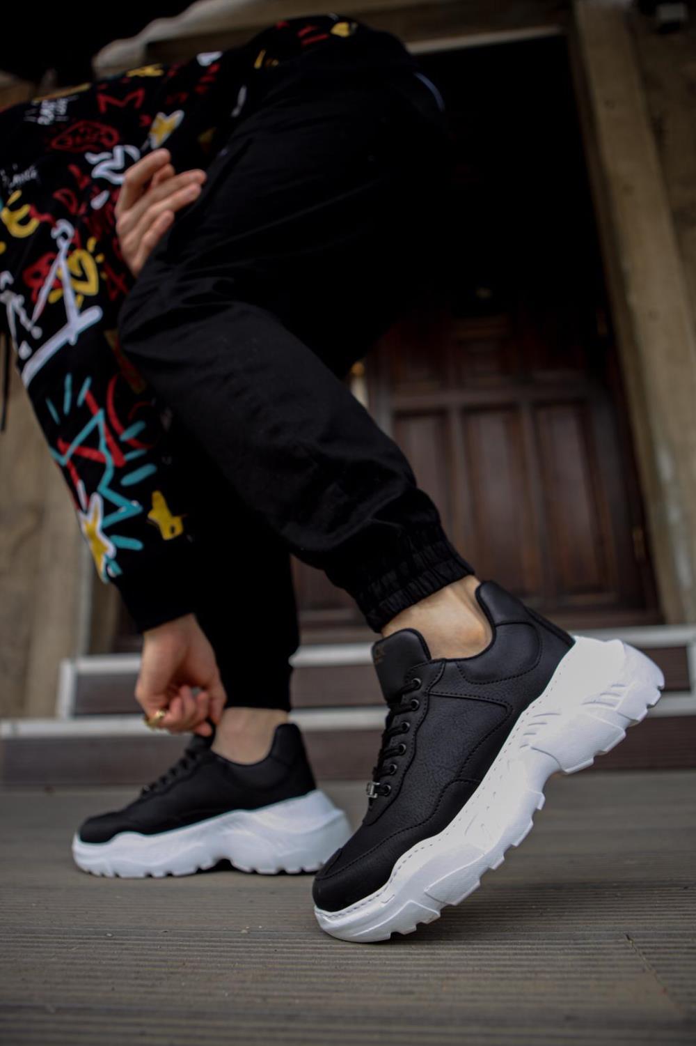 Men's Sneaker High Top Casual Shoes N75 Black - STREETMODE ™