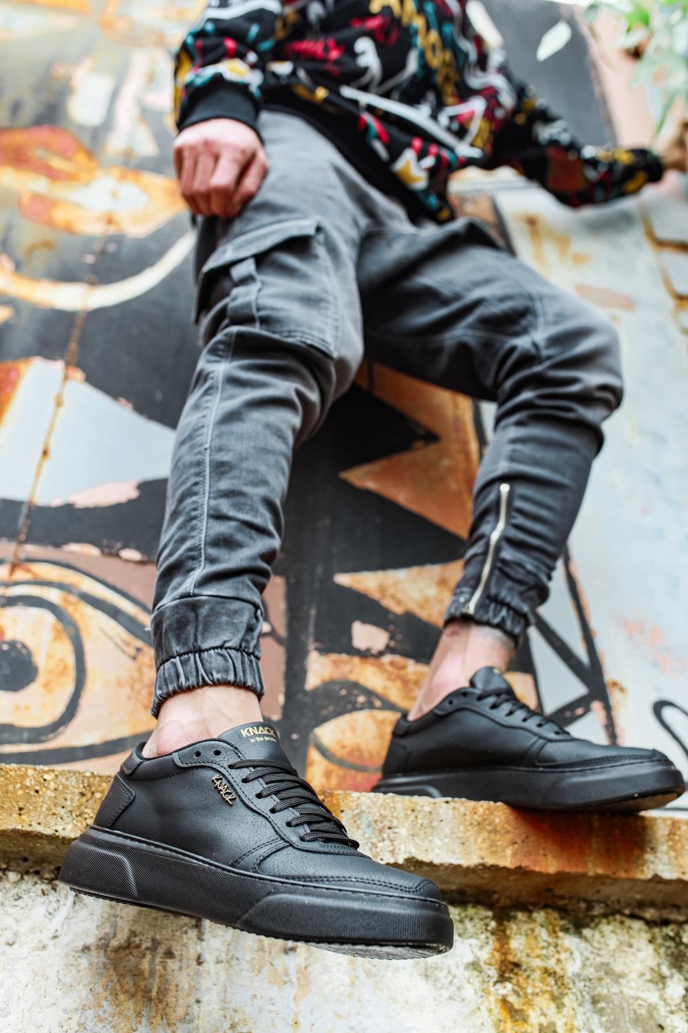 Mens Casual Sneaker Shoes 222 Full Black - STREETMODE ™