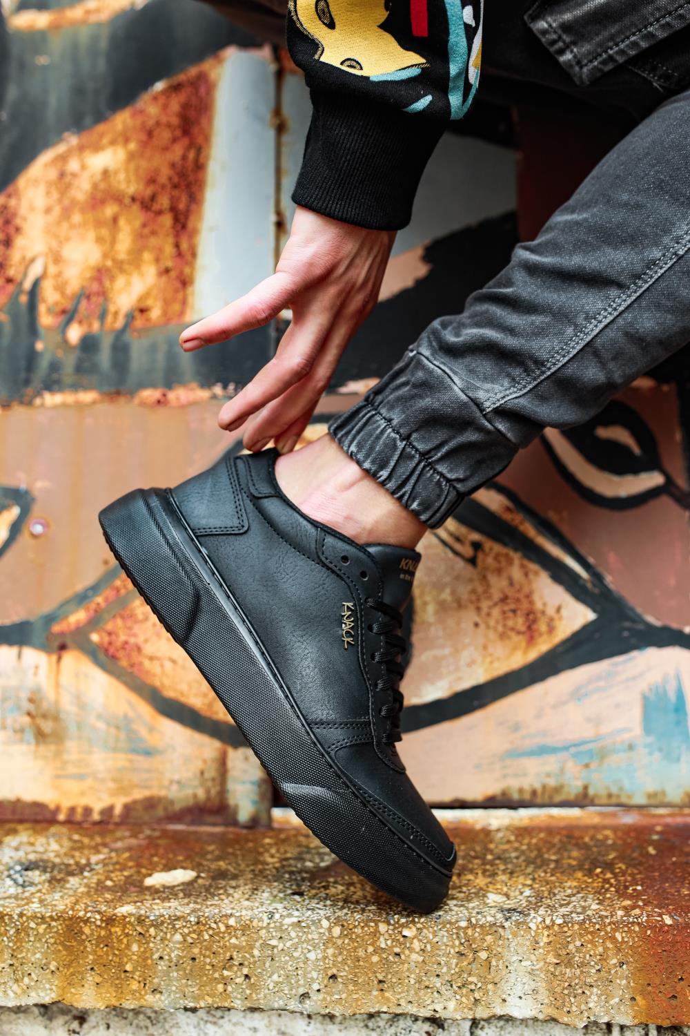 Mens Casual Sneaker Shoes 222 Full Black - STREETMODE ™