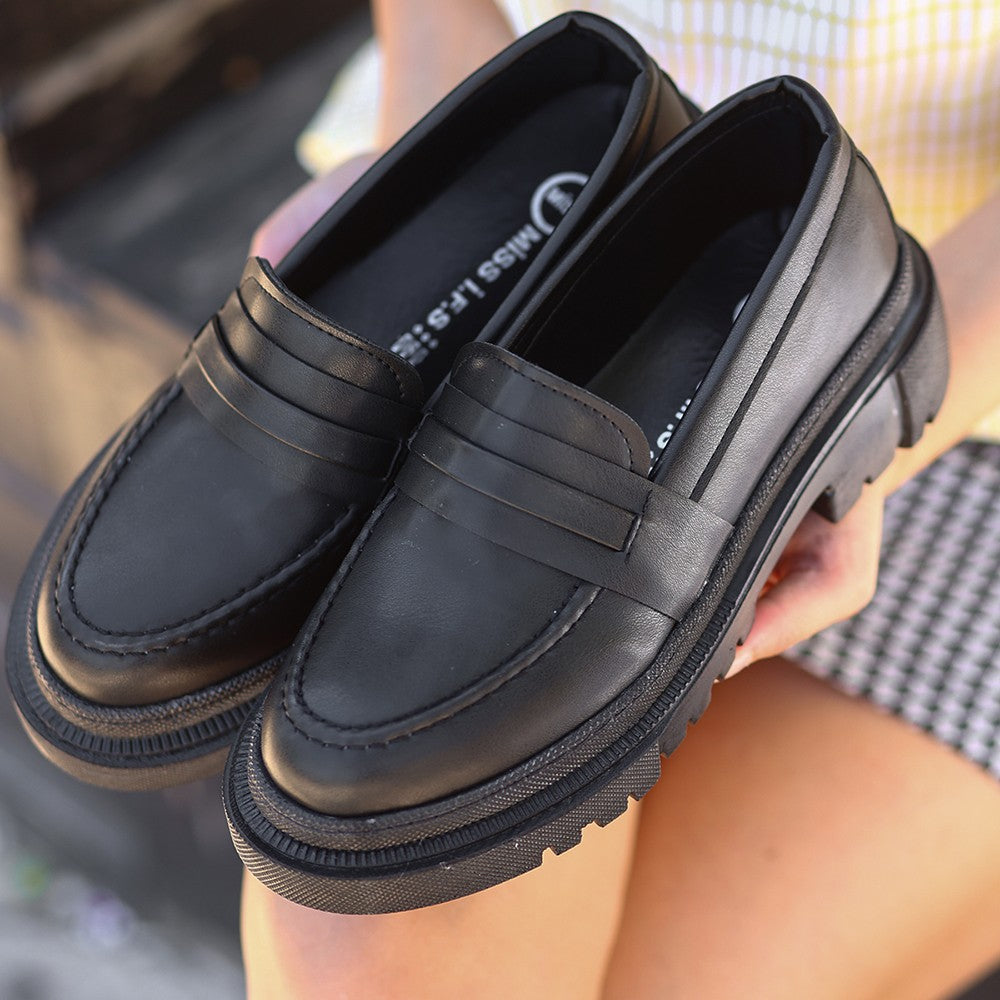 Women's Meos Black Leather Shoes - STREETMODE ™