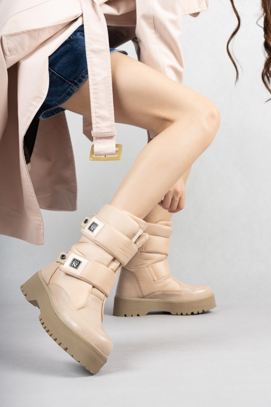 Women's Miah Nude Patent Leather Snow Boots - STREETMODE ™