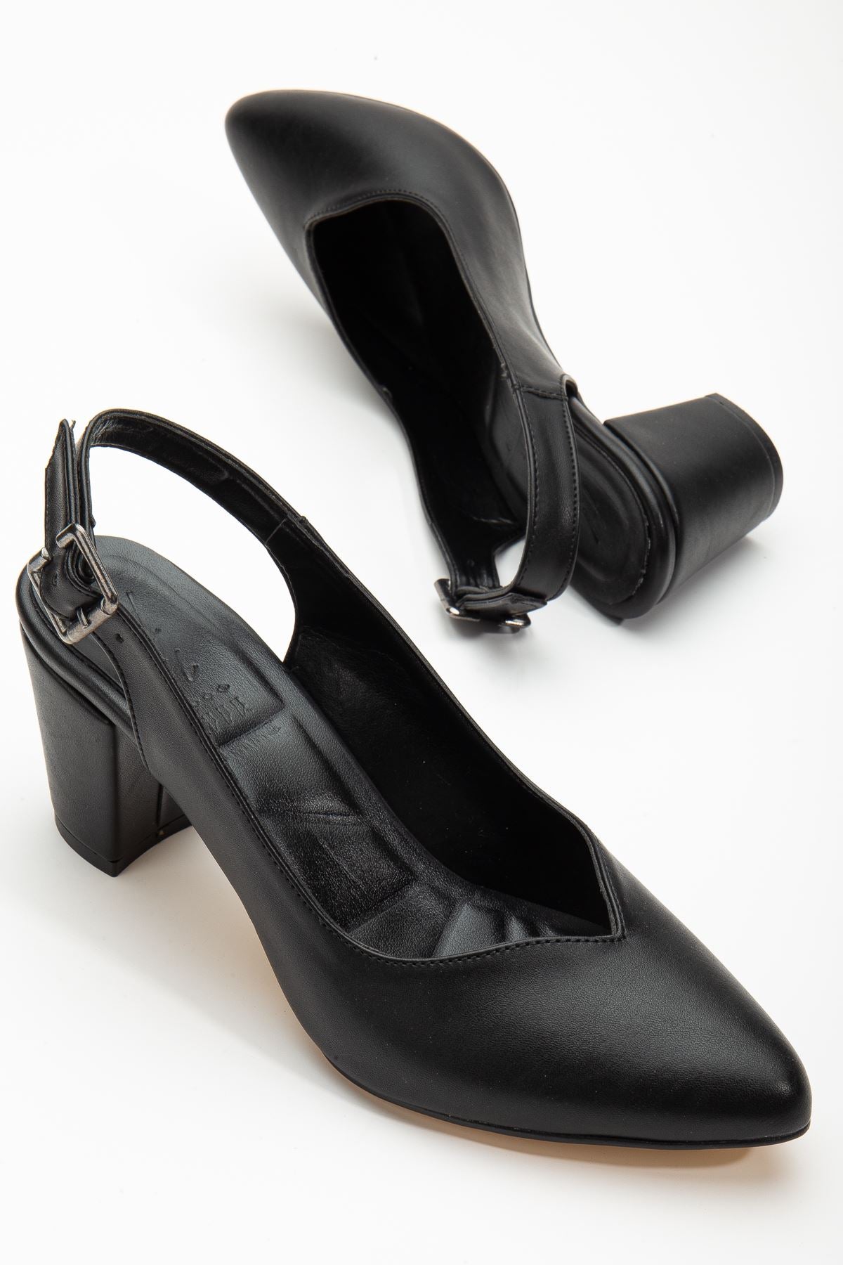 Milika Black Skin Pointed Toe High Heels Women's Shoes