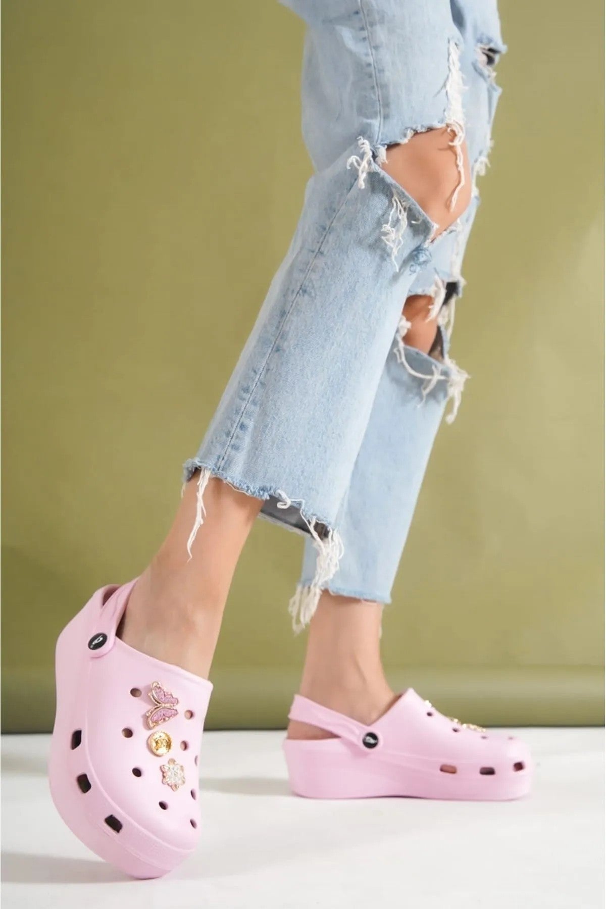 Women's Mima Pink Wedge Heel Slippers