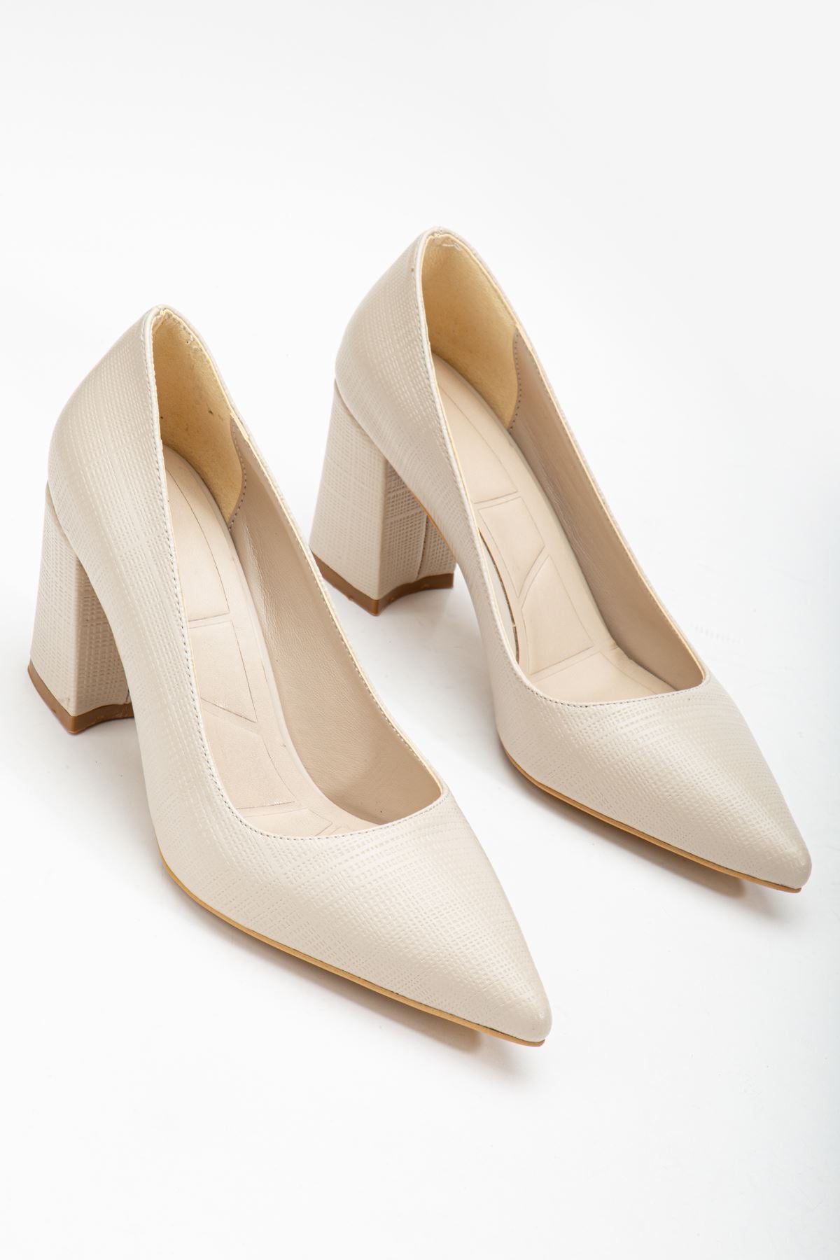 Women's Beige Pointed Toe Detailed High Heel Shoes - STREETMODE ™