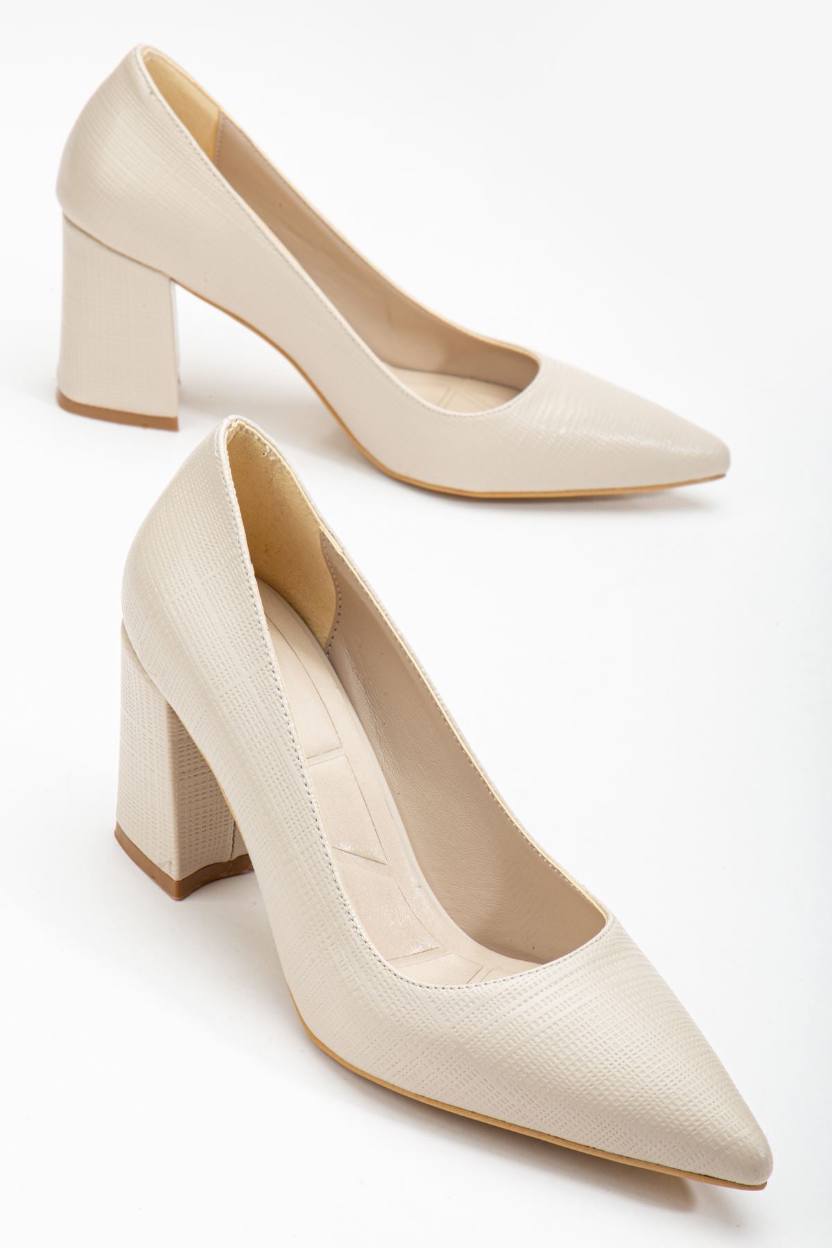 Women's Beige Pointed Toe Detailed High Heel Shoes - STREETMODE ™