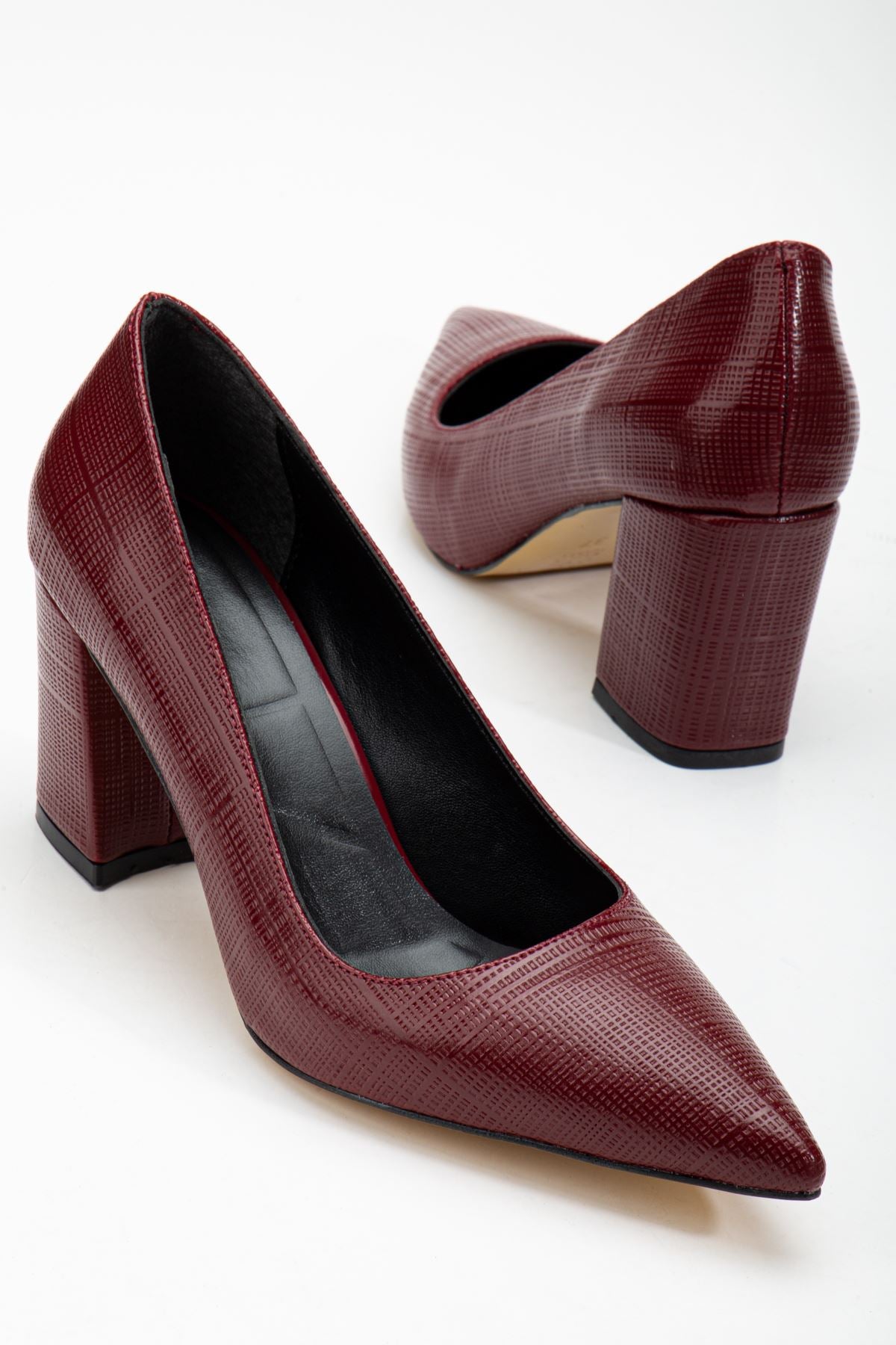 Women's Burgundy Pointed Toe Detailed High Heel Shoes - STREETMODE ™