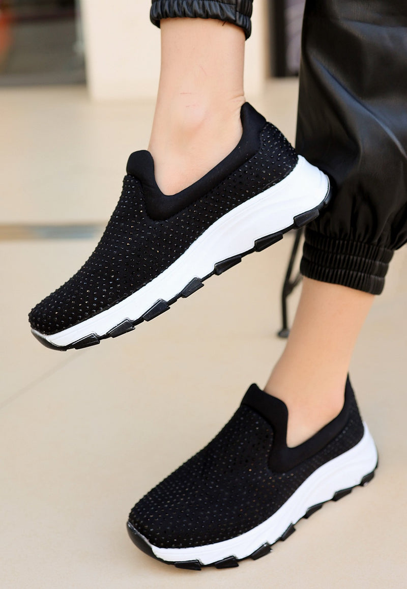 Women's Mıry Black Stretch Sports Shoes - STREETMODE ™