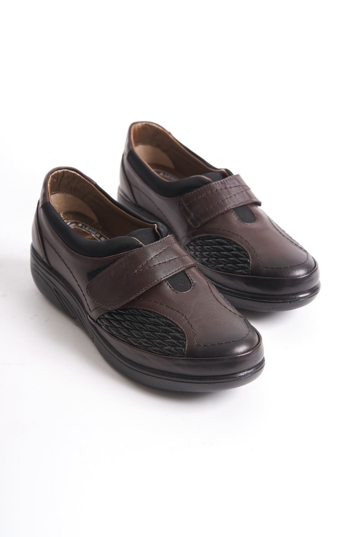 Women's Genuine Leather Full Orthopedic Suitable for Bone Protrusion Brown Velcro