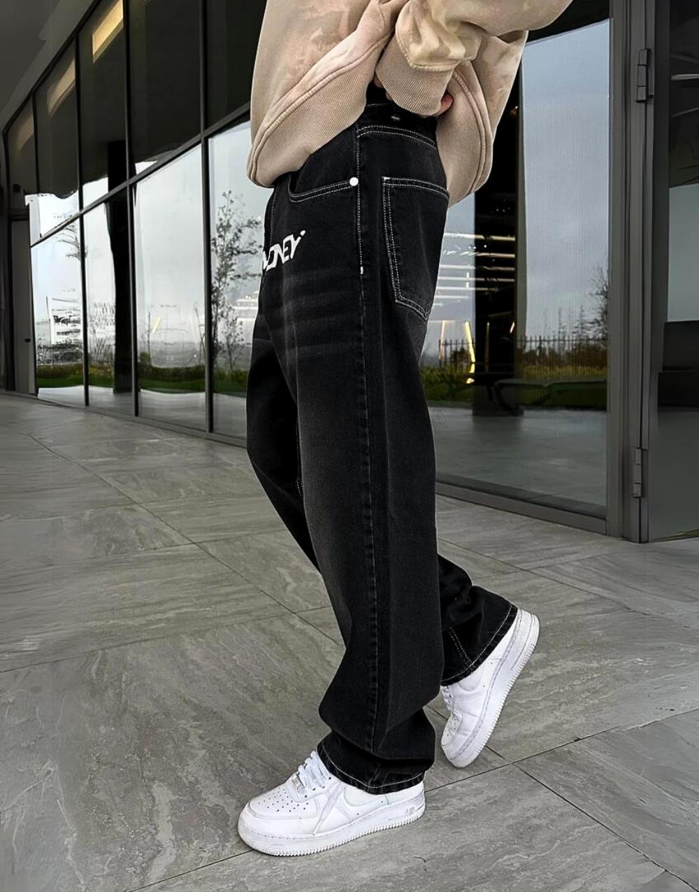 Men's More Money Embroidered Baggy Jeans - STREETMODE ™