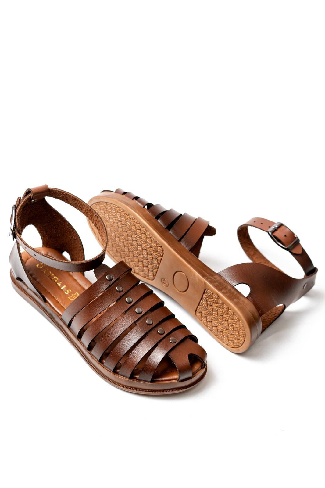Women's Motali Brown Leather Sandals - STREETMODE ™