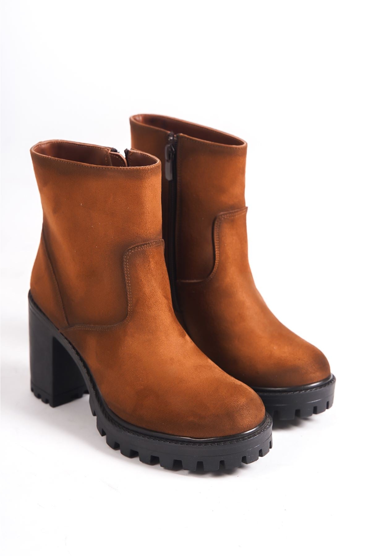 Nawen Tan Zippered Women's Heeled Boots - STREETMODE ™