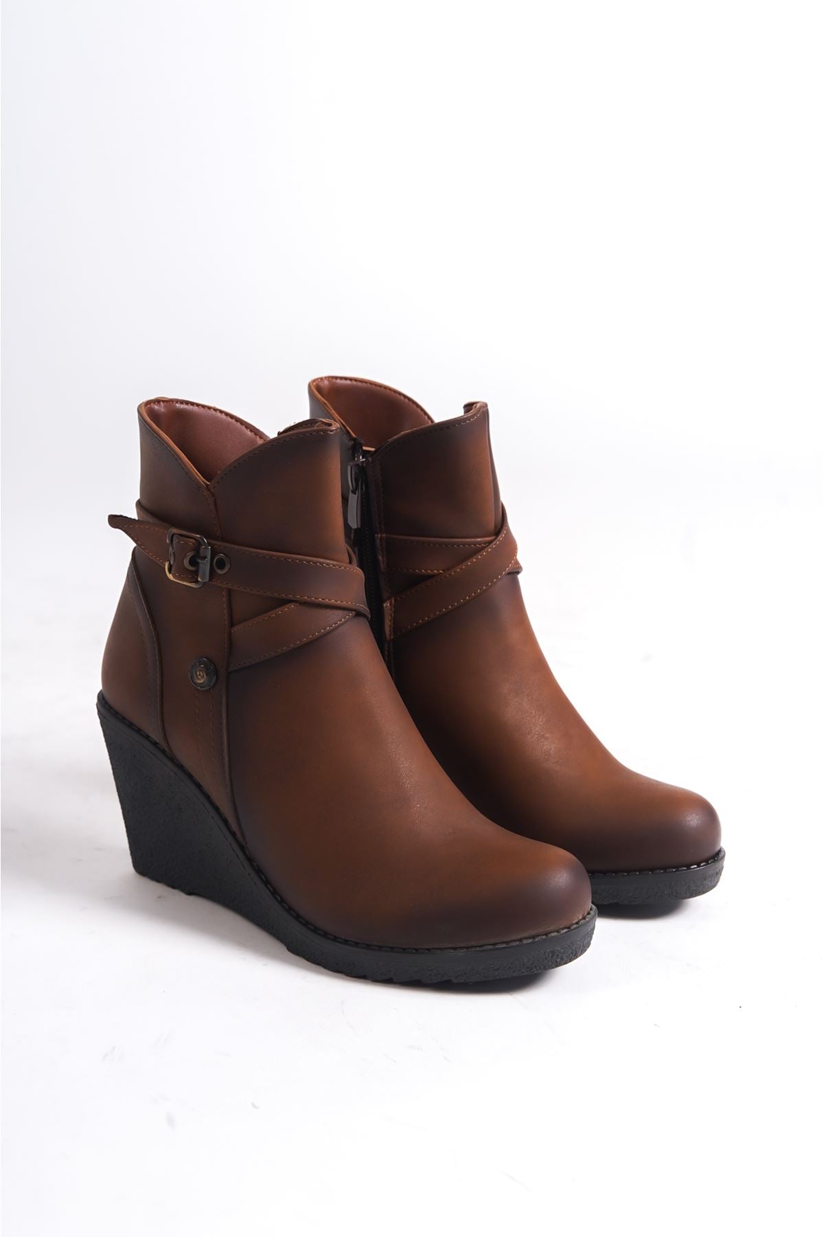 Nefla Wedge Sole Heeled Zippered Women's Boots - STREETMODE ™