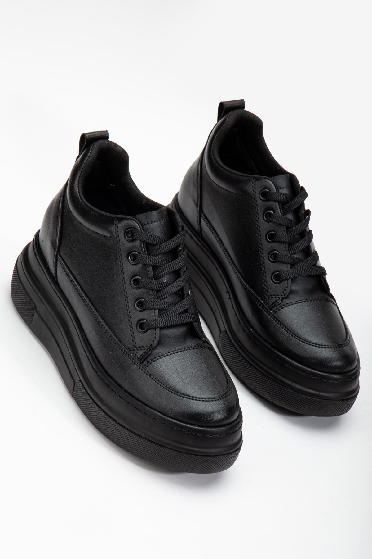 Women's Hidden Heel Black Sneakers