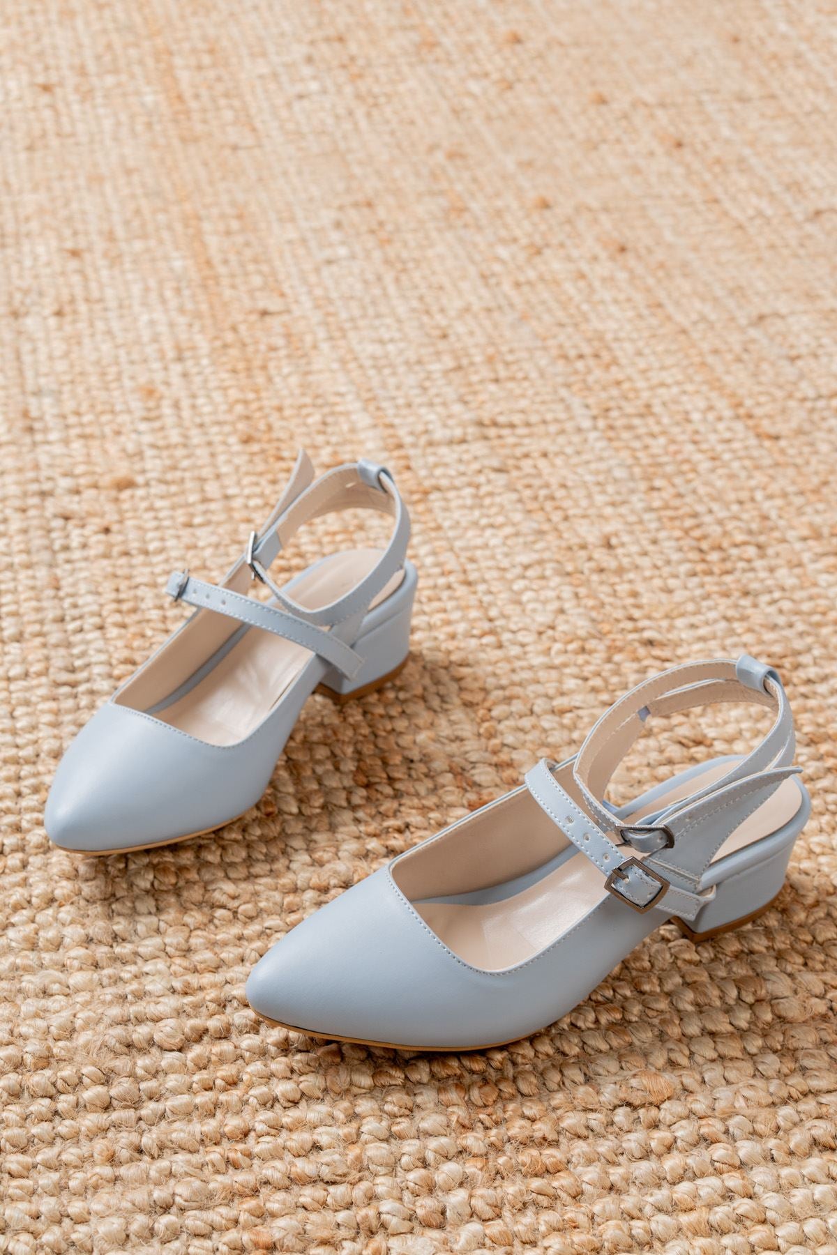 Nita Baby Blue Skin Low Heel Women's Shoes - STREETMODE ™