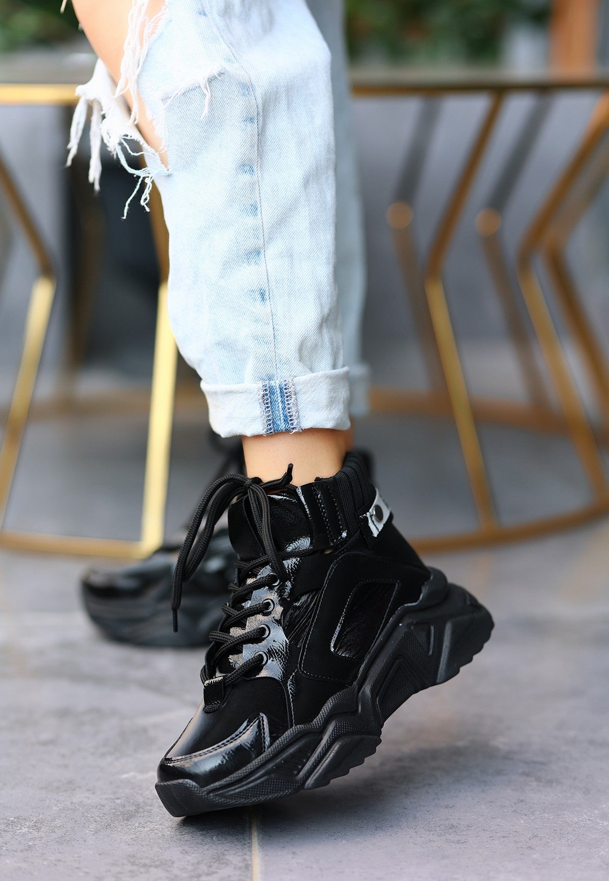 Women's Nolli Black Leather Laced Boots - STREETMODE ™