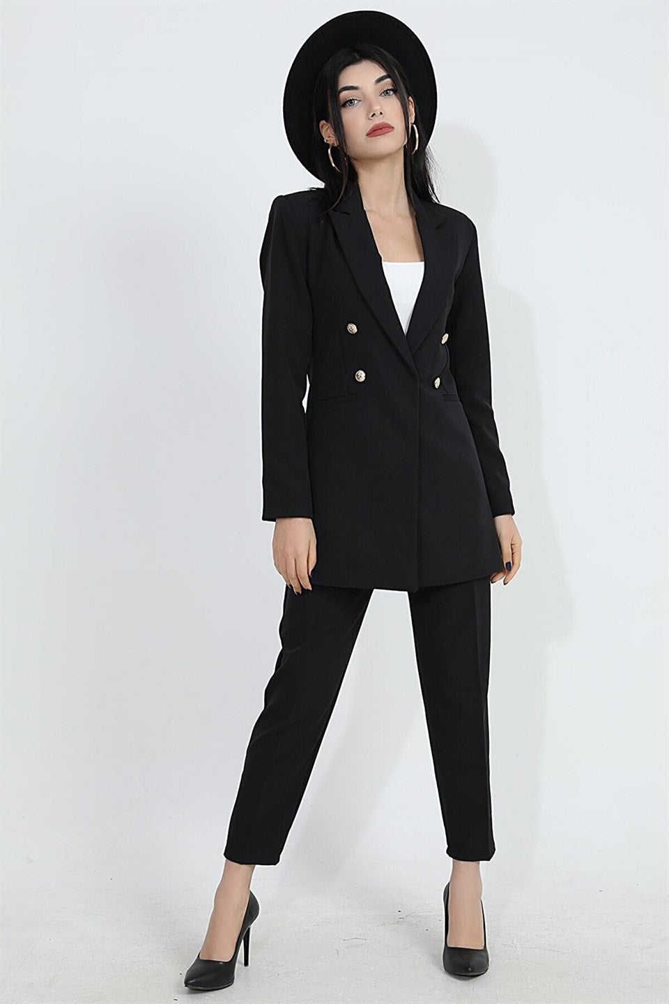 Padded Shoulders with Snap Fasteners on the Front - Women's Blazer Jacket - STREETMODE ™