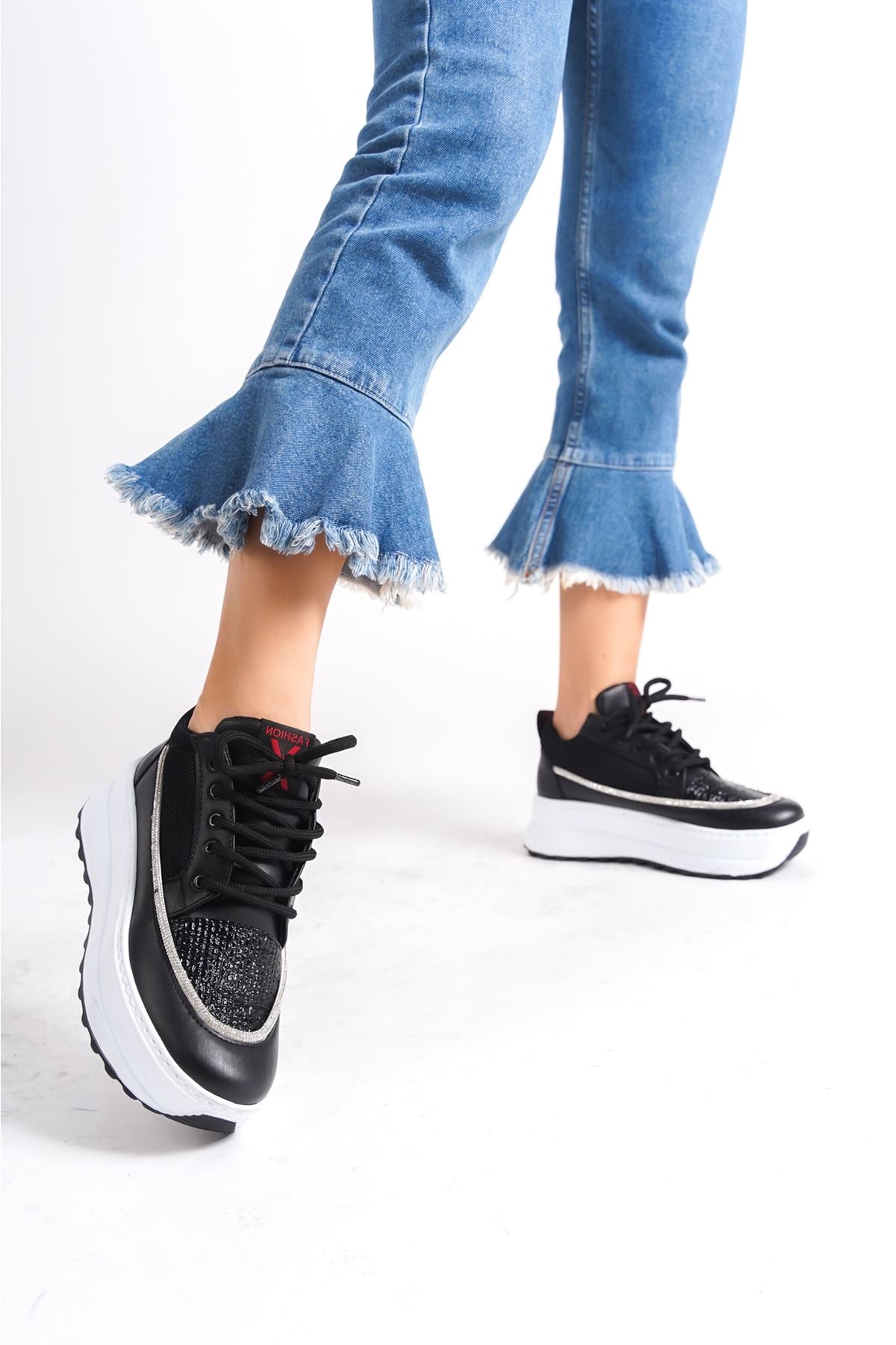 Oneo Black White Women's Sneakers Shoes - STREETMODE ™