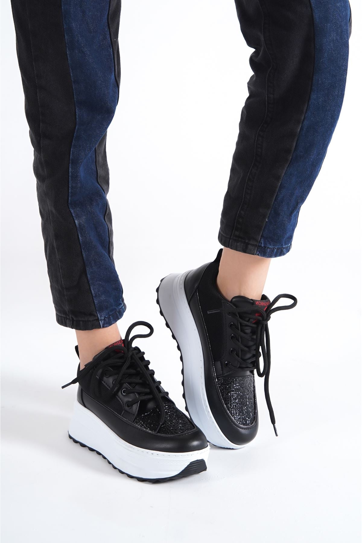 Oneo Black White Women's Sneakers Shoes - STREET MODE ™
