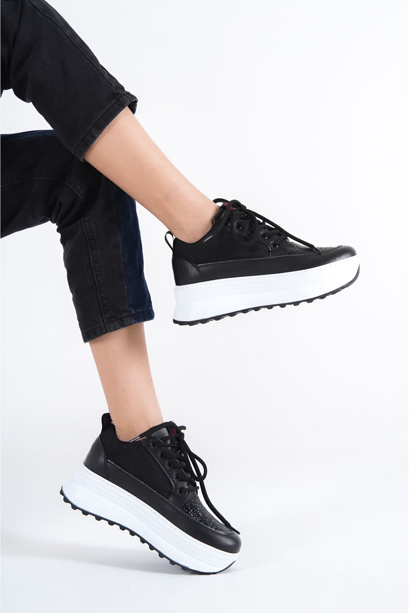 Oneo Black White Women's Sneakers Shoes - STREET MODE ™