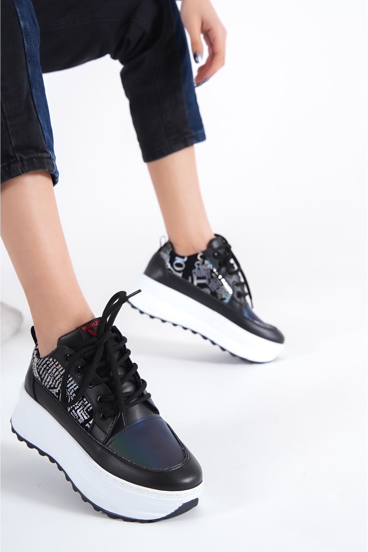 Women's ONEO black-white Sneakers Shoes - STREET MODE ™