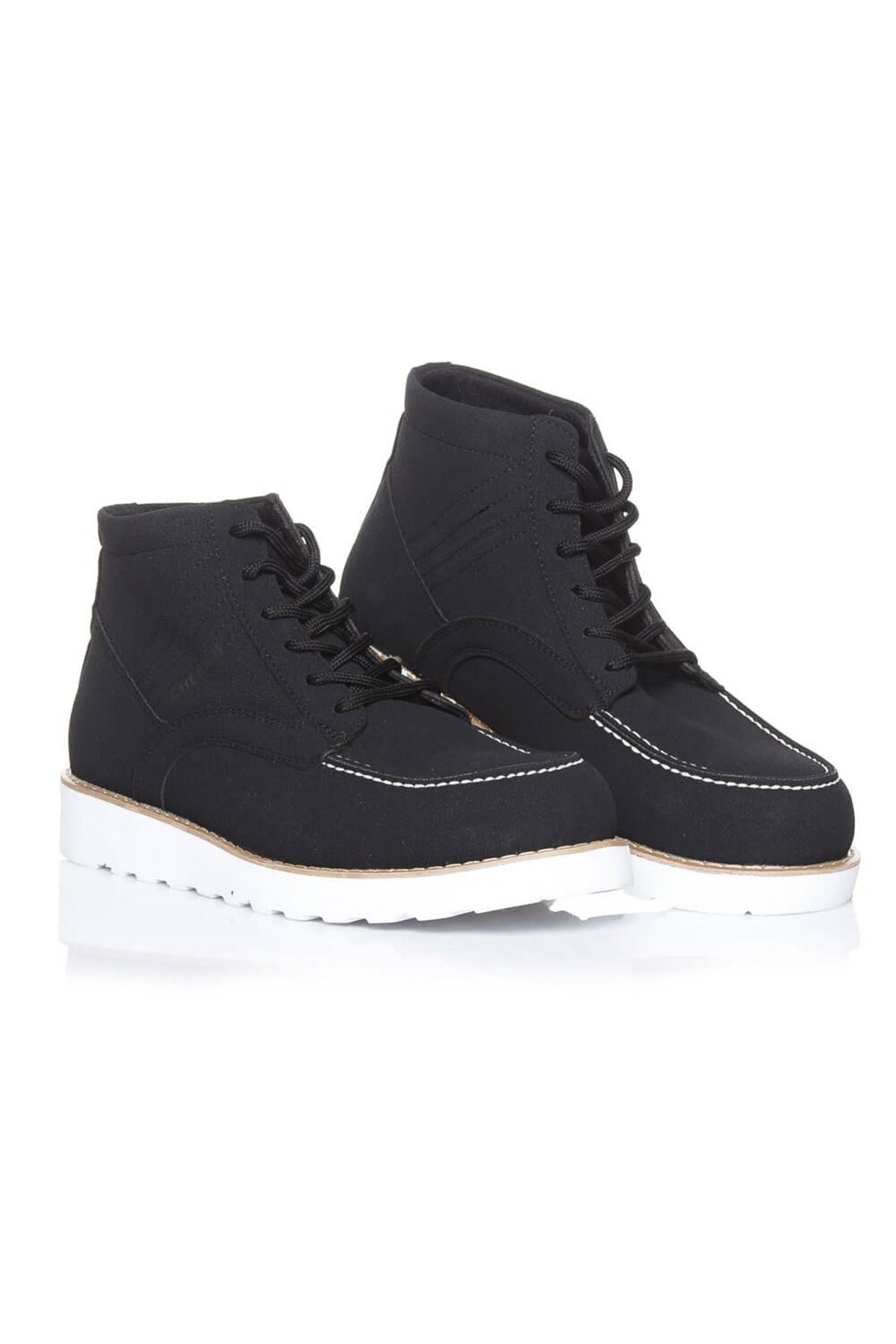 CH047 Men's Black-White Sole Lace-Up Sneaker Sports Boots - STREETMODE ™