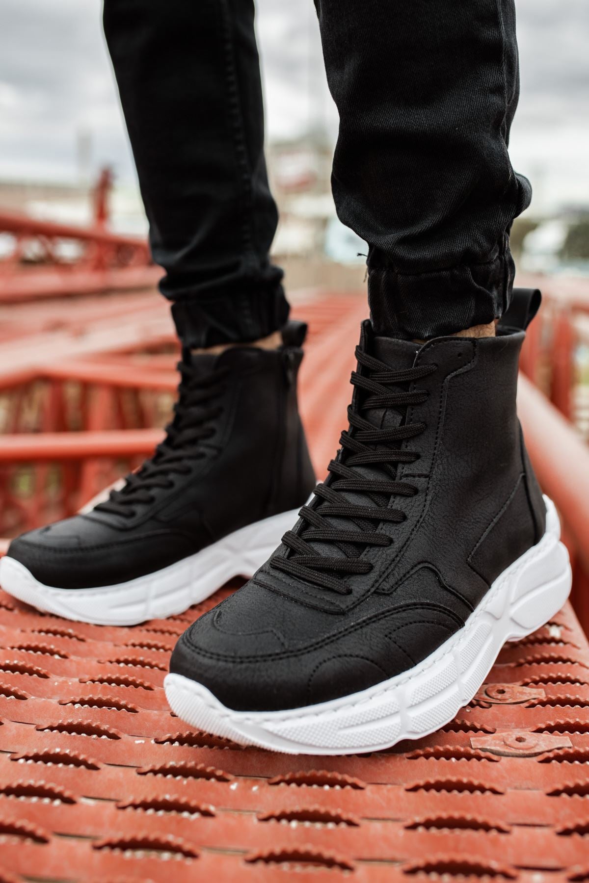 Original Design CH077 Men's Black-White Sole Casual Sneaker Sports Boots - STREETMODE ™