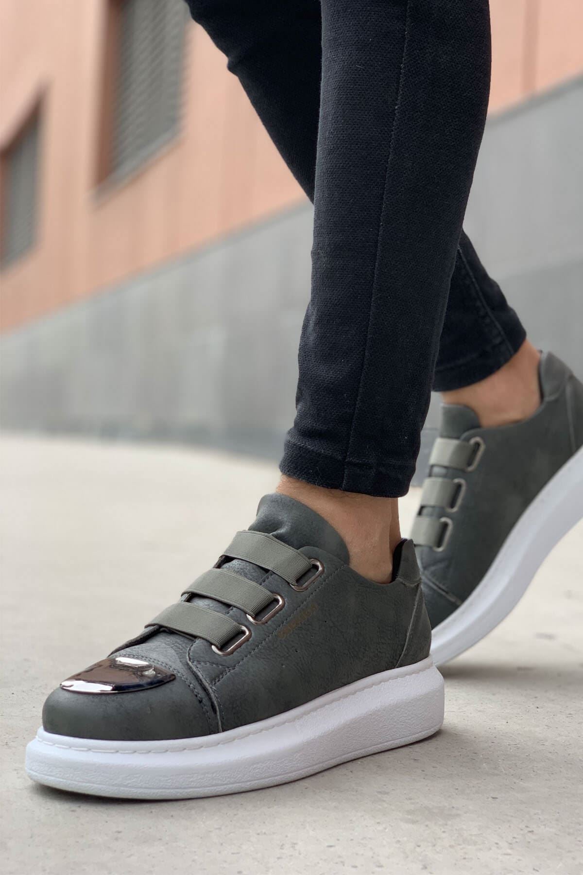 Original Design CH251 Unisex Grey-New Trend Shiny Accessory Casual Sneaker Sports Shoes - STREETMODE ™